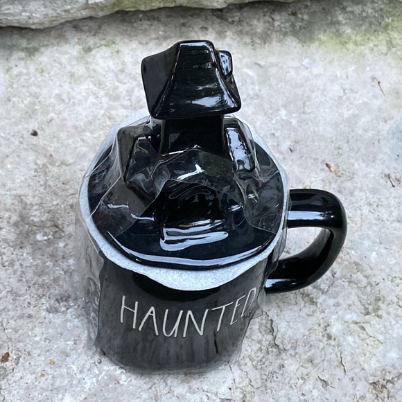 Rae Dunn HAUNTED Mug with Haunted House  Topper - Picture 2 of 6